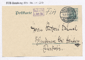 Vorschaubild von Postkarte an Richard Dehmel