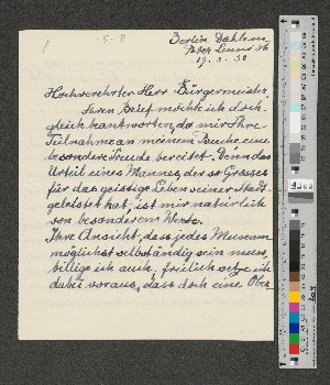 Vorschaubild von Brief an Werner von Melle