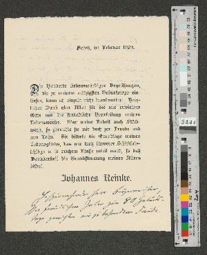 Vorschaubild von Danksagung und Brief an Werner von Melle