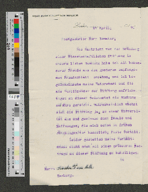 Vorschaubild von Brief an Werner von Melle