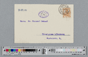 Vorschaubild von Postkarte an Richard Dehmel