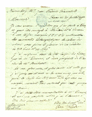 Vorschaubild von Brief mit einer Abrechnung an Johann Friedrich Frauenholz