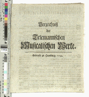 Vorschaubild von Verzeichniß der Telemannischen Musicalischen Werke