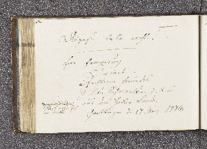 Vorschaubild von H[einrich] W[ilhelm] Schmeelcke. – Incipit: Augusta lebe wohl! – Göttingen, 17.03.1774