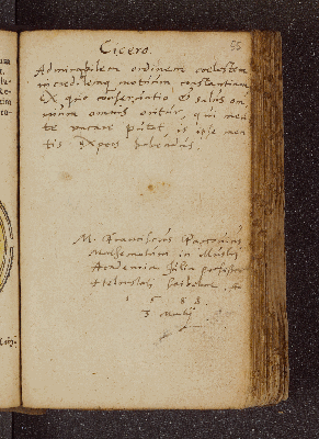 Vorschaubild von Franciscus Parcovius. – Incipit: Admirabilem ordinem coelestem incredibilemquemotuum constantiam. – Helmstedt, 03.03.1588