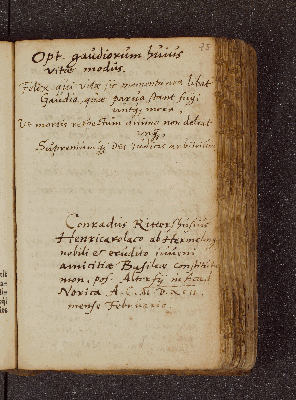 Vorschaubild von Conradius Rittershusius. – Incipit: Optimus gaudiorum huius viate modus. – Altdorf bei Nürnberg, Februar 1592