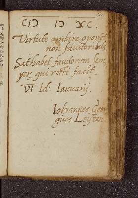 Vorschaubild von Iohannes Georgius Leisten. – Incipit: Virtute ambire oportet, non favitoribus. – Rostock, 08.01.1590