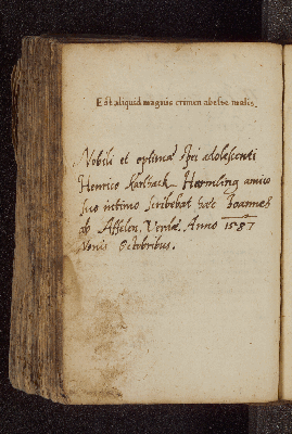 Vorschaubild von Johannes ab Affelen. – Incipit: Est aliquid magnis crimen abesse malis. – Verden, 07.10.1587