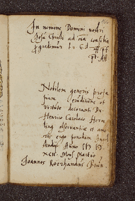 Vorschaubild von Johannes Röerhandus Brun. – Incipit: In nomine Domini nostri Jesu Christi. – Ingolstadt, März 1592