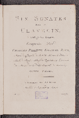 Vorschaubild von Six Sonates pour le Clavecin, Amsterdam 1770 (Wq 54)