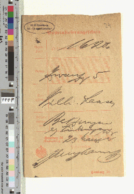Vorschaubild von Posteinlieferungsschein [für Wilhelm] Laage