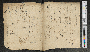 Vorschaubild von [Brieftexte, Notizen, Skizze und Berechnungen, mit Glyphe und Paginierung, als Teil eines Briefs