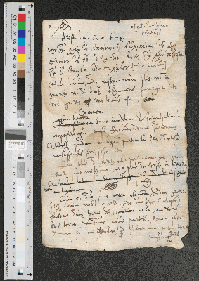 Vorschaubild von Arist. l. 4. caelo t. 28. [mit Glyphe (1) und Paginierung, sowie einem Hinweis auf einen Text mit Glyphe (2)]
