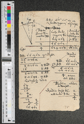 Vorschaubild von [Notizen, Skizzen und Berechnungen zur Geometrie, mit Glyphe (6) und Paginierung]