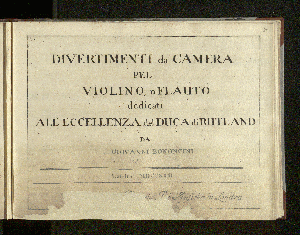 Vorschaubild von Divertimenti da Camera Pel Violino, o Flauto