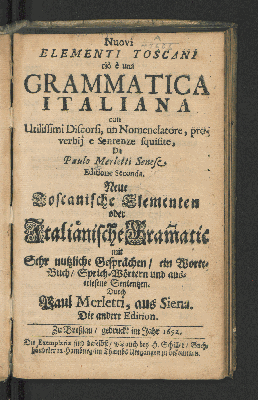 Vorschaubild von Nuovi Elementi Toscani ciò è una Grammatica Italiana