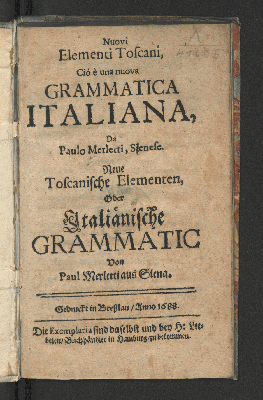 Vorschaubild von Nuovi Elementi Toscani, Ciò è una nuova Grammatica Italiana