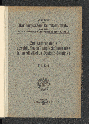 Vorschaubild von Zur Anthropologie des abflußlosen Rumpfschollenlandes im nordöstlichen Deutsch-Ostafrika