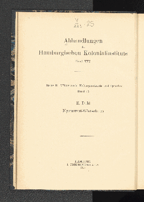 Vorschaubild von Nyamwesi-Wörterbuch