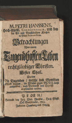 Vorschaubild von Darinn Die Tugenden/ welche den Menschen geschickt machen, die Pflichte gegen Gott wohl auszuüben, nach Vernunfft und Schrifft abgehandelt werden