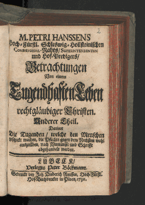 Vorschaubild von Darinn Die Tugenden/ welche den Menschen geschickt machen, die Pflichte gegen dem Nechsten wohl auszuüben, nach Vernunfft und Schrifft abgehandelt werden