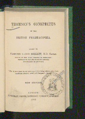 Vorschaubild von Thomson's Conspectus of the British Pharmacopia