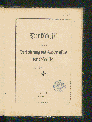 Vorschaubild von Denkschrift betreffend Verbesserung des Fahrwassers der Oberelbe