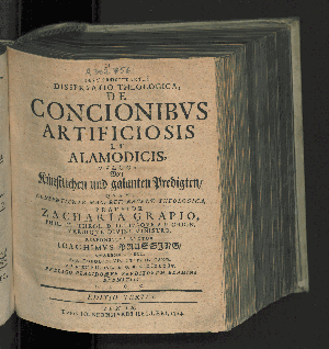 Vorschaubild von Dissertatio Theologica, De Concionibvs Artificiosis Et Alamodicis, Vvlgo: Von Künstlichen und galanten Predigten