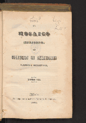 Vorschaubild von [El mosaico mexicano, o colección de amenidades curiosas é instructivas]