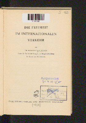 Vorschaubild von Die Freiheit im internationalen Verkehr