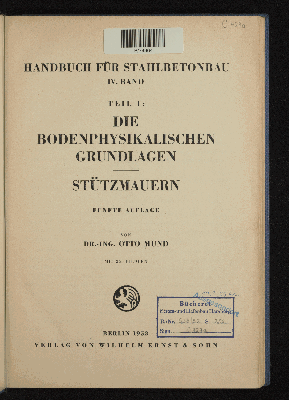 Vorschaubild von Die bodenphysikalischen Grundlagen. Stützmauern