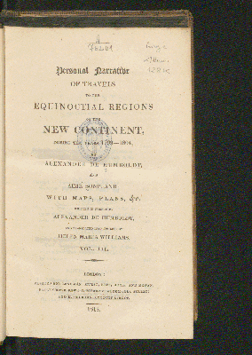 Vorschaubild von [Personal narrative of travels to the equinoctial regions of the new continent, during the years 1799 - 1804]