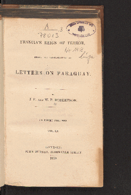 Vorschaubild von Francia's reign of terror, being the continuation of Letters on Paraguay