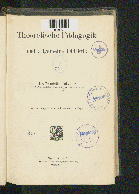 Vorschaubild von Theoretische Pädagogik und allgemeine Didaktik