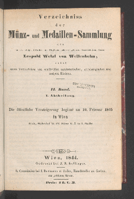 Vorschaubild von Die öffentliche Versteigerung beginnt am 10. Februar 1845 in Wien ...