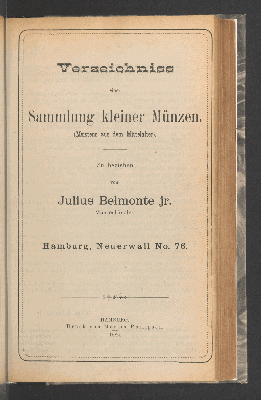 Vorschaubild von Verzeichniss einer Sammlung kleiner Münzen