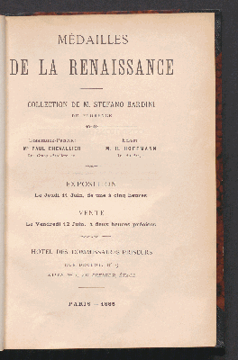 Vorschaubild von Médailles de la Renaissance. Collection de M. Stefano Bardini, de Florence