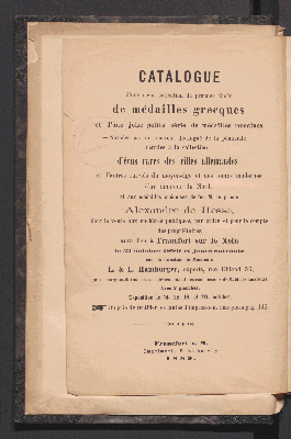 Vorschaubild von Catalog einer gewählten reichhaltigen Sammlung antiker Münzen