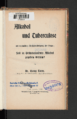 Vorschaubild von Alkohol und Tuberculose