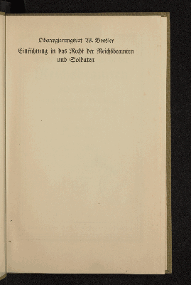 Vorschaubild von Einführung in das Recht der Reichsbeamten und Soldaten mit Hinweisen auf Abweichungen des Landesbeamtenrechts