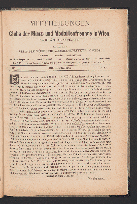 Vorschaubild von [[Mitteilungen des Clubs der Münz- und Medaillenfreunde in Wien]]