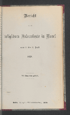 Vorschaubild von [Bericht über die religiösen Jahresfeste in Basel]