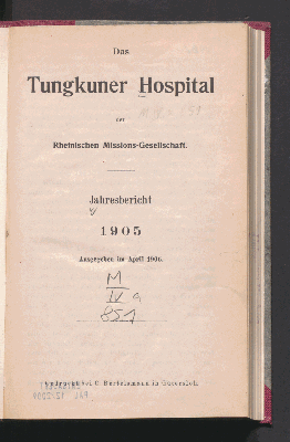 Vorschaubild von [Das Tungkuner Hospital der Rheinischen Missionsgesellschaft]