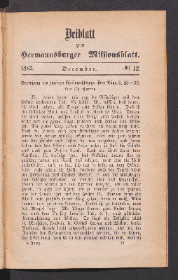Vorschaubild von Beiblatt. N° 12. December. 1885