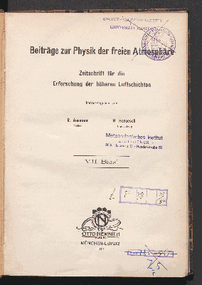 Vorschaubild von [Beiträge zur Physik der freien Atmosphäre]