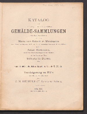 Vorschaubild von Gemälde Slg. Marie von Robert, Wiesbaden; Anton Hartmann, Diekirch; Baumeister Schulz, Duren etc.