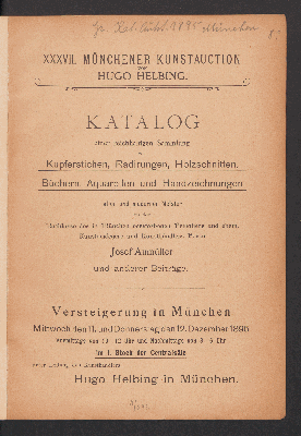 Vorschaubild von Slg. von Kupferst., Radierungen etc. aus dem Nachlasse Josef Aumuller u.a.