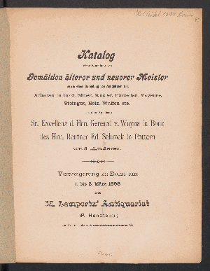 Vorschaubild von Gemälde Slg. von Antiquitäten aus d. Nachlasse: General von Woyna, Bonn u. Ed. Schrock, Pattern