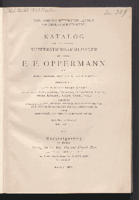 Vorschaubild von Katalog der sehr reichen Kupferstichsammlungen des Herrn E. F. Oppermann und eines anderen Berliner Kunstfreundes