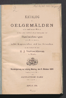 Vorschaubild von Ölgemälde, Handzeichn., Kupferst. etc. a. d. Nachlass E. G. Verboeckhoven, Brussel